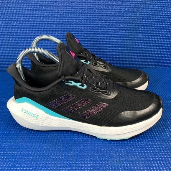 ADIDAS EQ21 RUN Kids-Girls Size 4.5 Black White Running Shoes H01872 - Picture 3 of 8